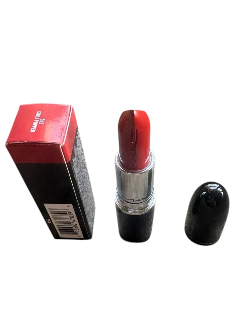 MAC Cosmetics Lustreglass Lipstick Sheer Shine Chili Popper Red 562